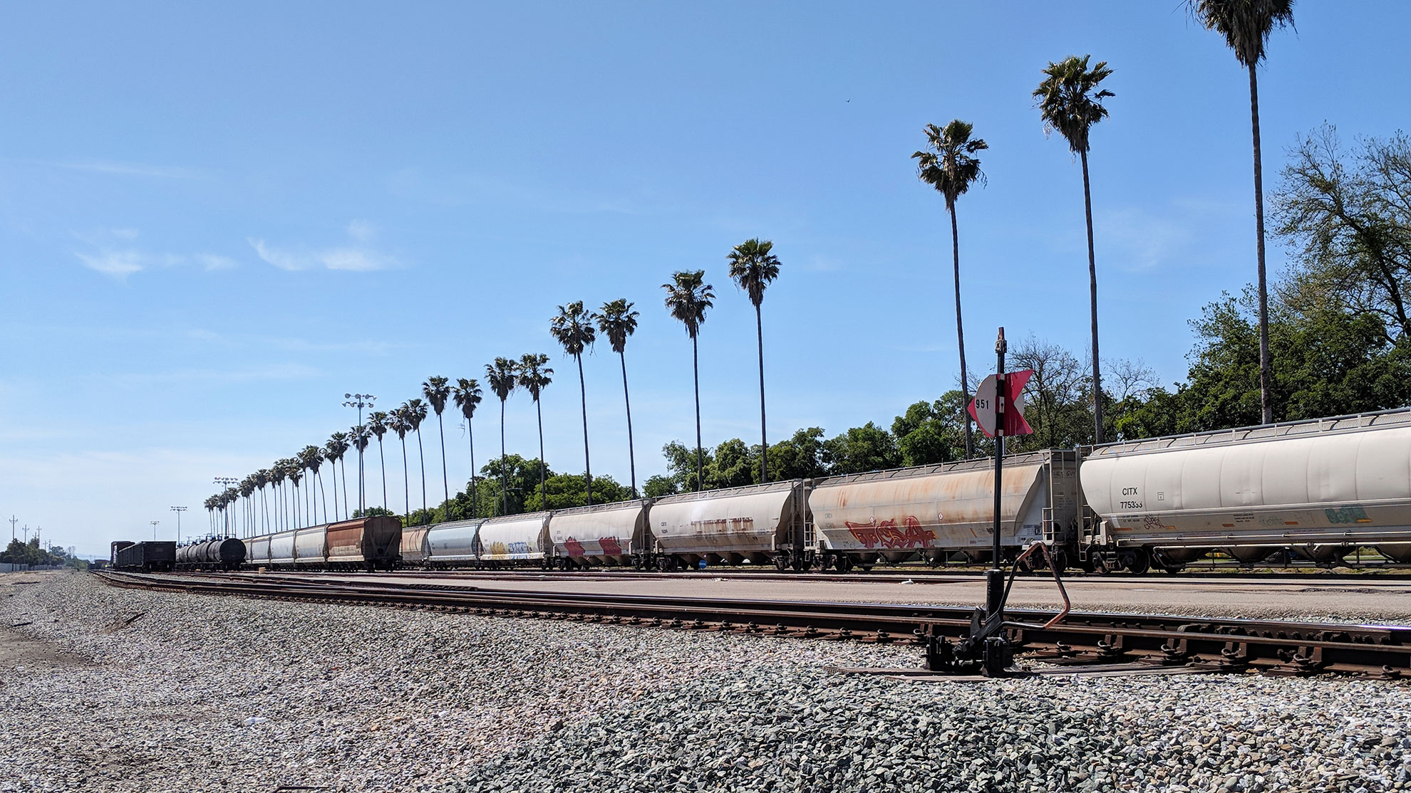 Port of Stockton East Track with a freight train in operation