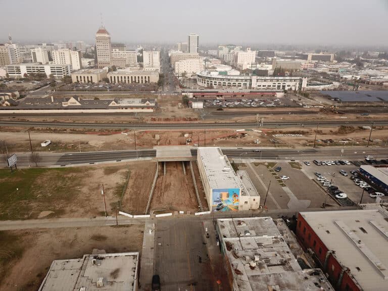 project location before temporary at-grade crossing construction