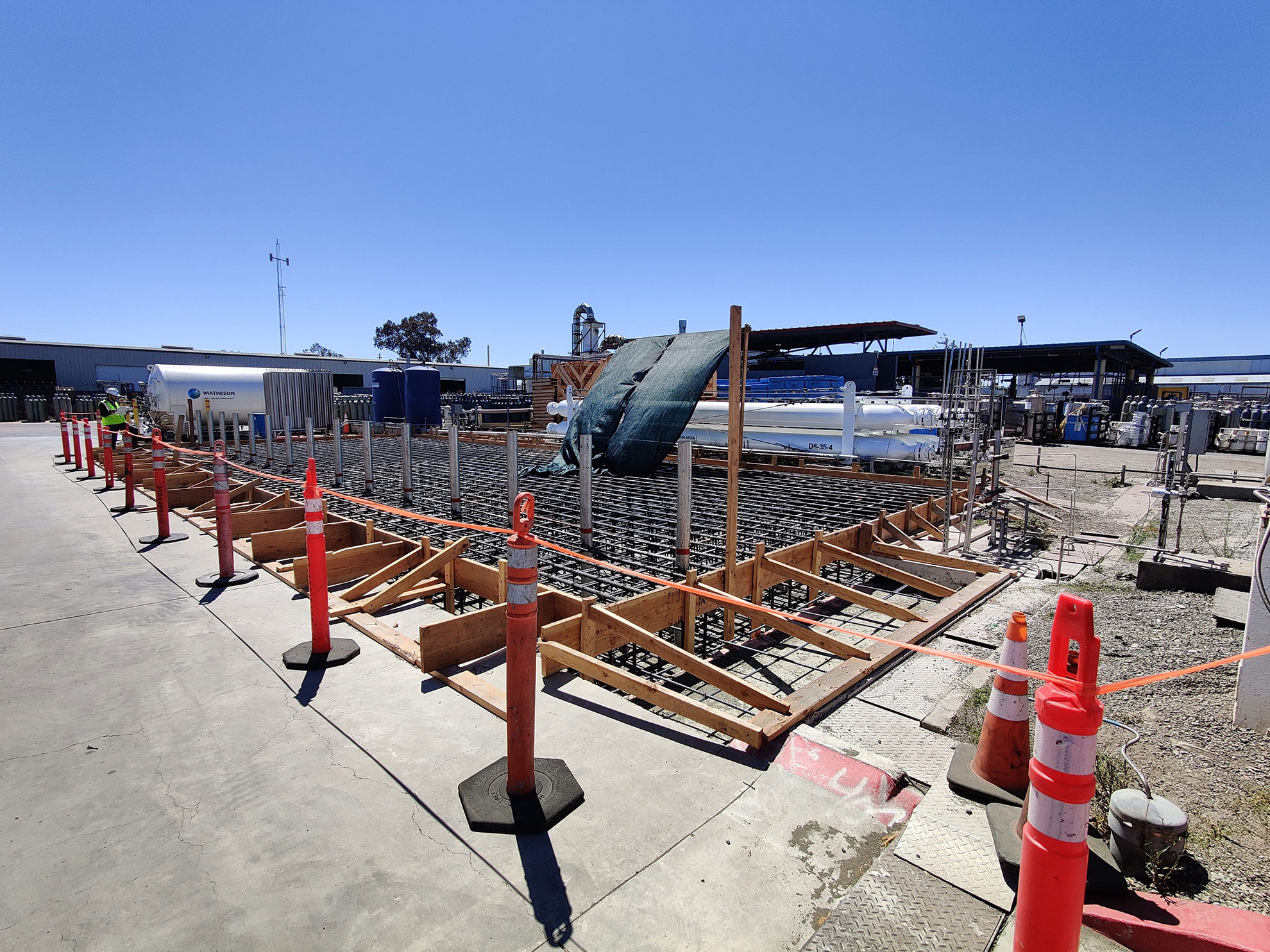 construction of concrete pad showing rebar stage