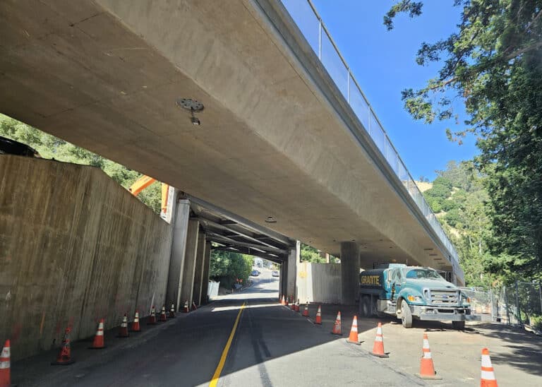 roadway bridge travels across another road undercrossing