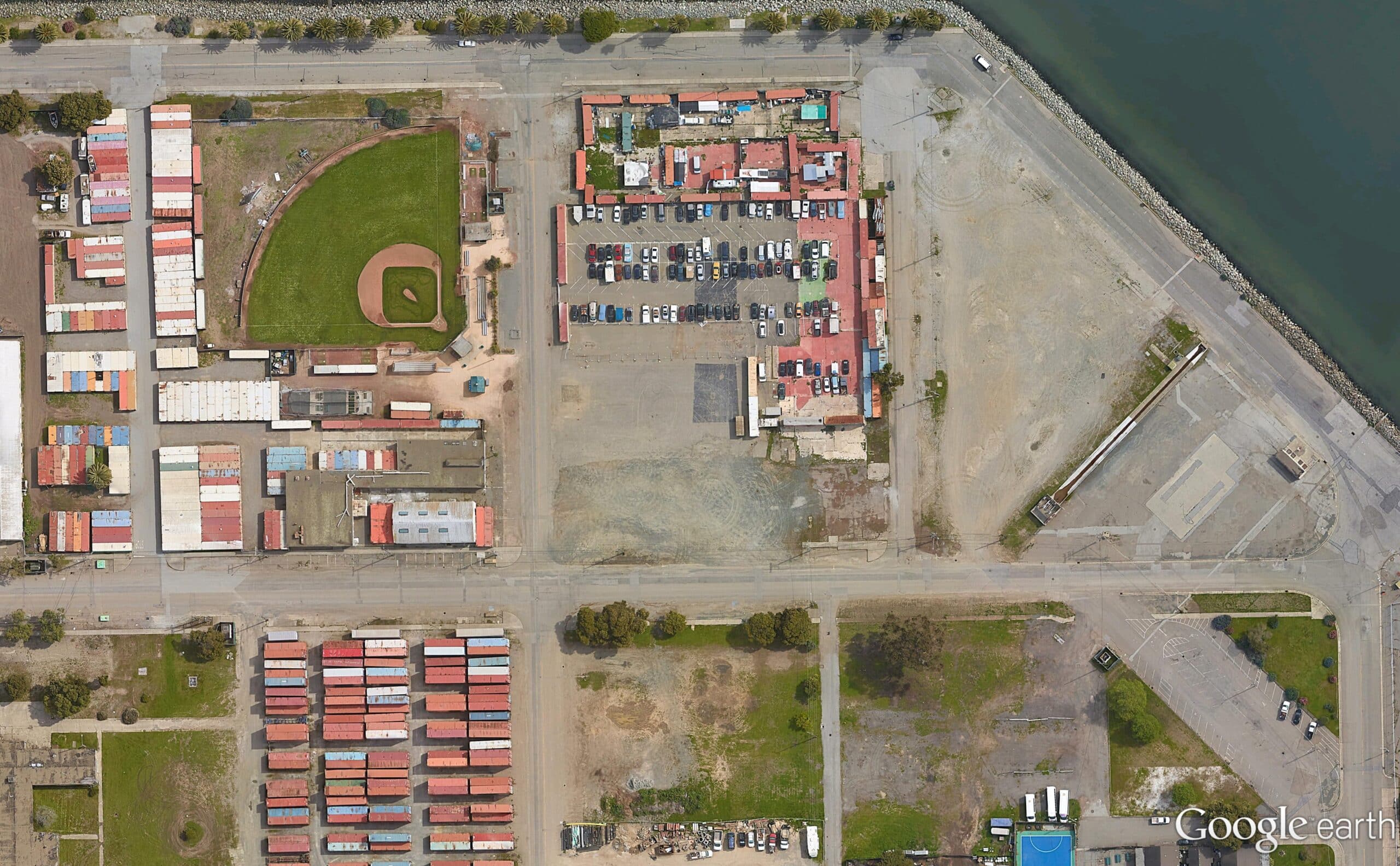 aerial image of an industrial concrete site