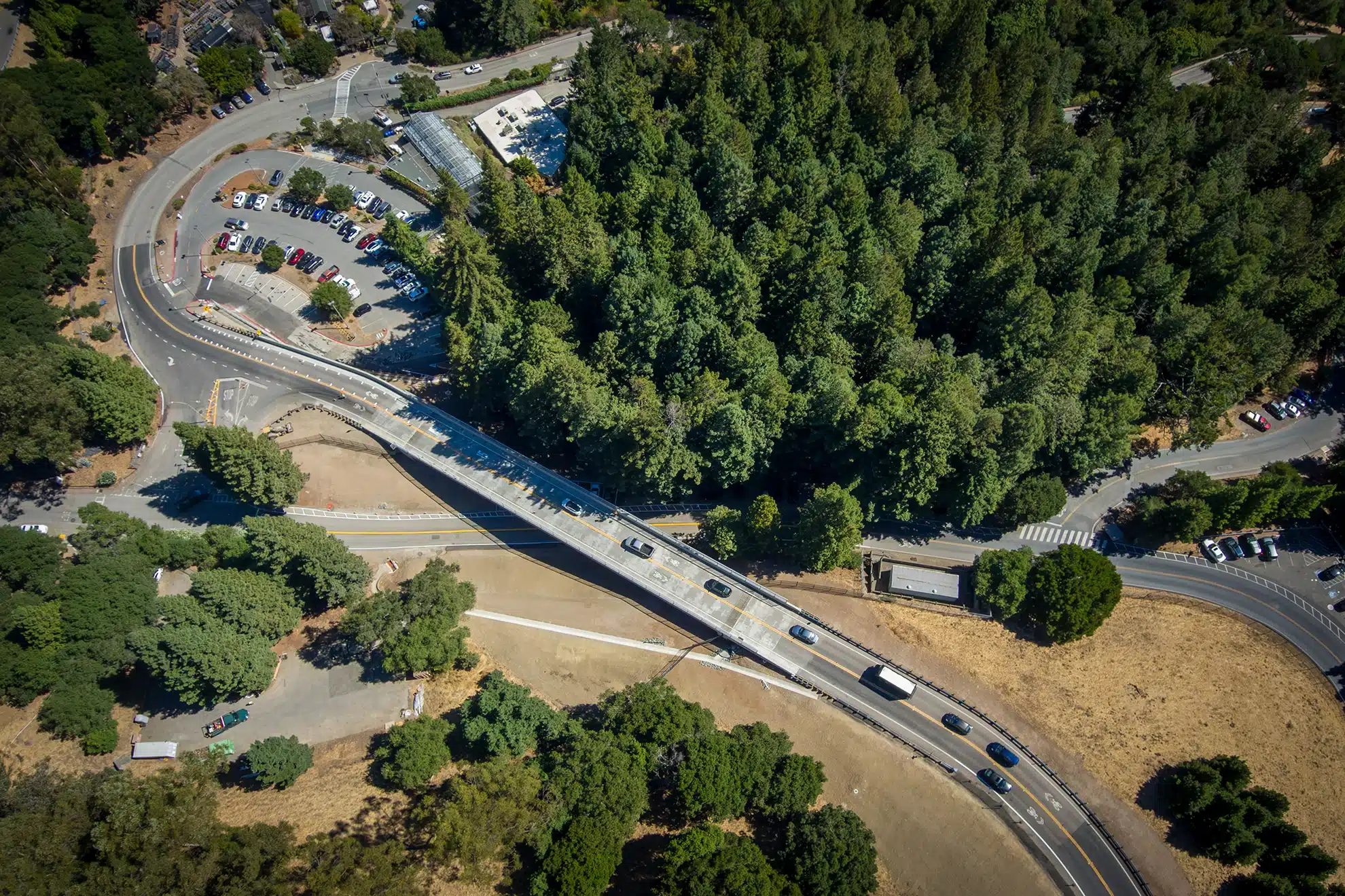 aerial view of a completed roadway viaduct